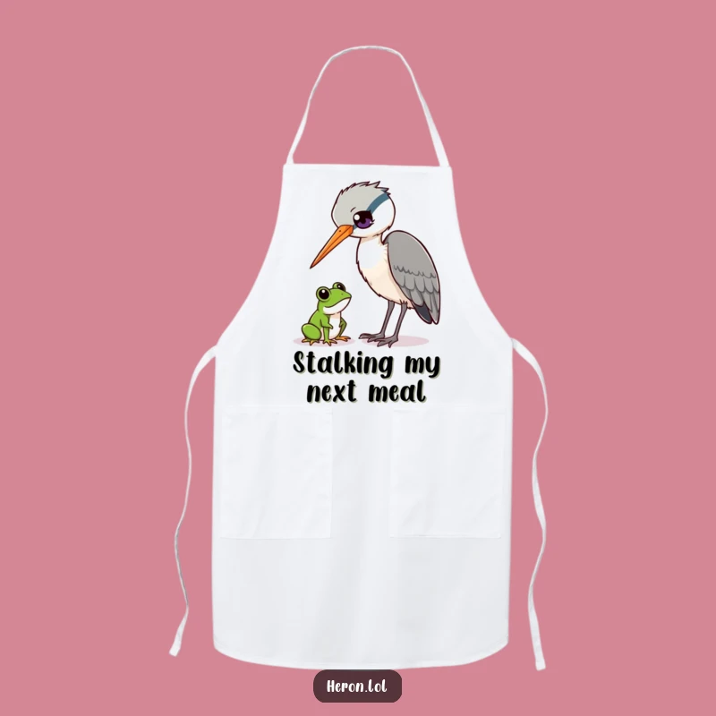 Funny Heron and Frog Apron - Kitchen Wildlife Humor Chef Gift
