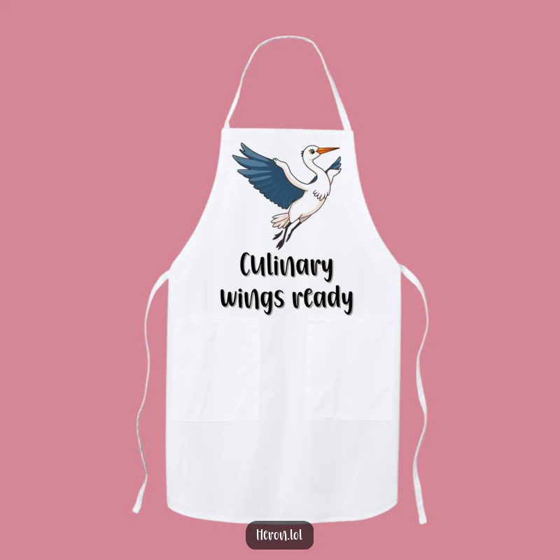 Funny Kawaii Heron Apron: Elegant Bird Flight, Humorous Kitchen Essential