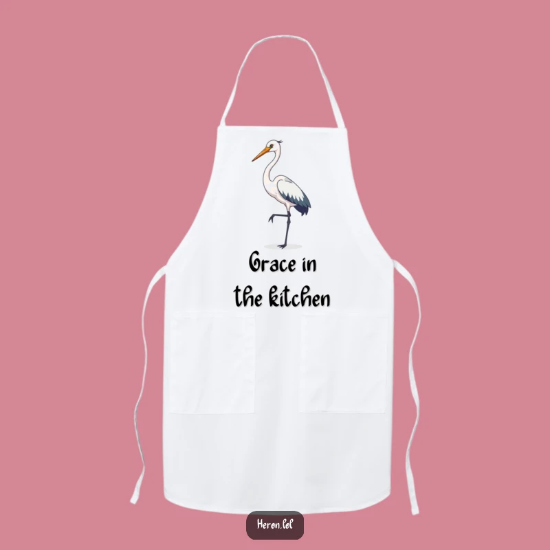 Funny Heron Apron - Elegant Cook, Sophisticated Kitchen Accessory, Great Gift