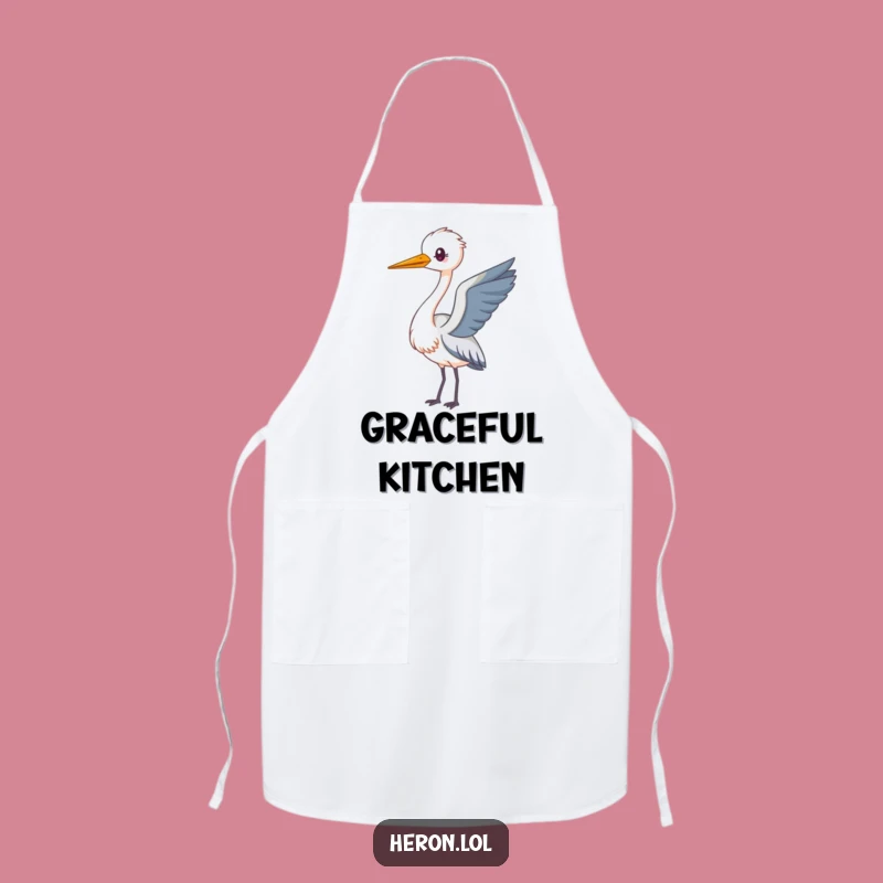 Funny Kawaii Heron Apron: Playful Bird Chef, Perfect Funny Gift