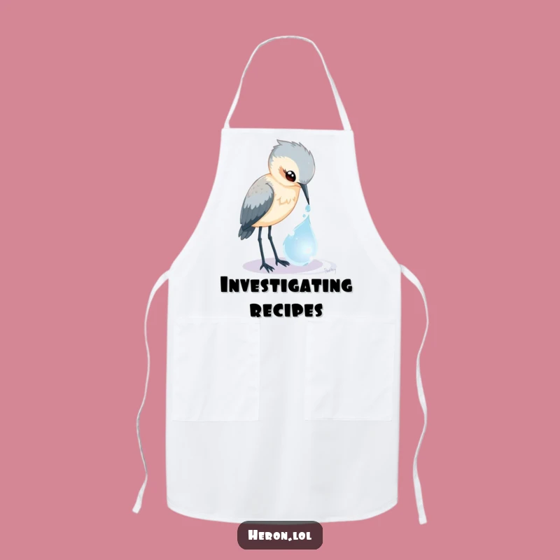 Funny Heron Dewdrop Apron: Curious Bird's Magic, Kitchen Hilarious Chef Gift