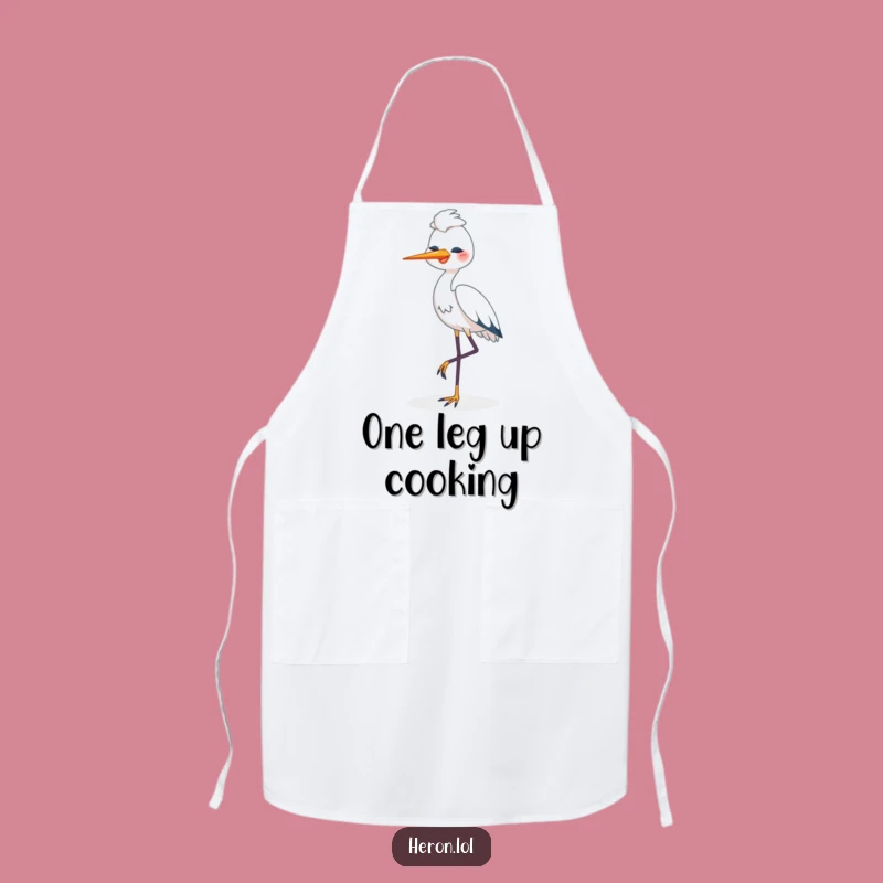 Funny Happy Heron Apron: One Legged Bird, Humorous Kitchen Companion