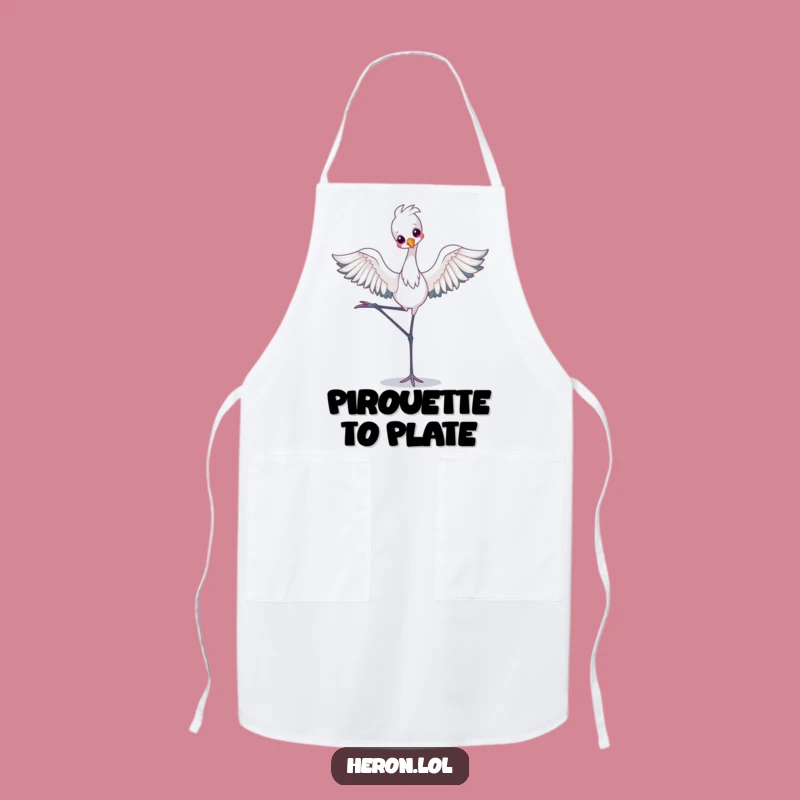 Funny Kawaii Heron Apron: Ballet Kitchen Fun, Humorous Gift