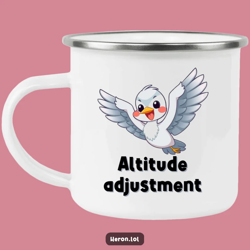 Funny Flying Heron Camping Mug: Adventure & Smiles - Perfect Outdoor Gift!