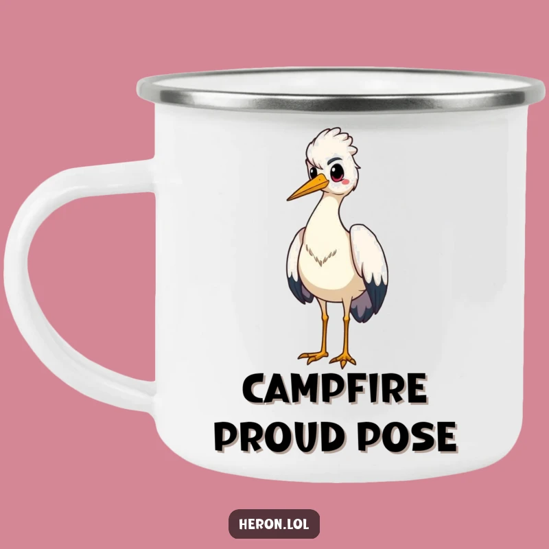 Funny Proud Heron Camping Mug: Standing Tall - Majestic Camp Companion & Funny Gift