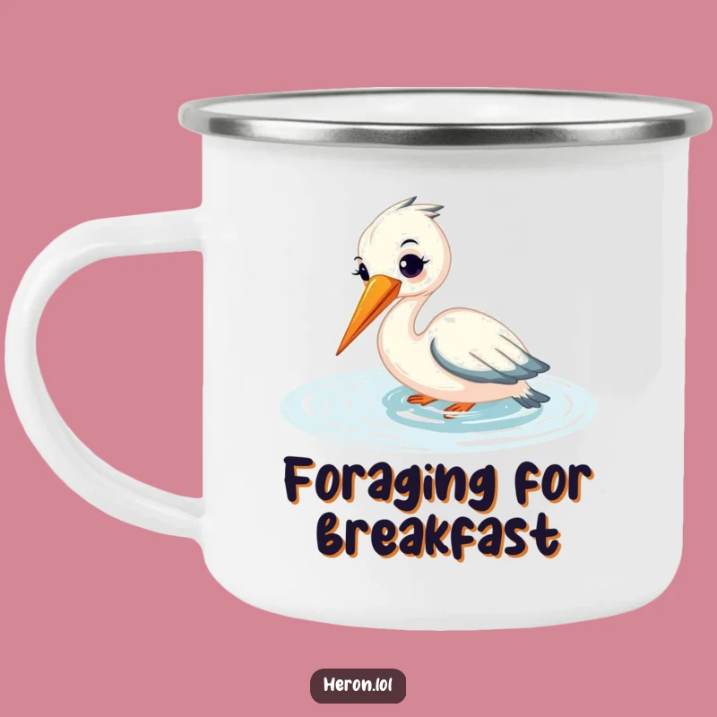 Funny Heron Camping Mug: Peaceful Fishing - Durable & Comical Gift