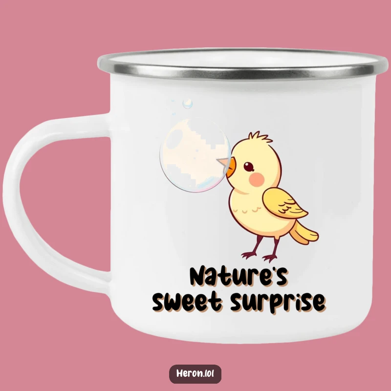 Funny Bird Bubble Enamel Camping Mug: Adventure with a Touch of Whimsy
