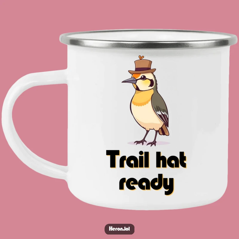 Funny Bird Hat Camping Mug, Dapper Adventure Drinkware, Gift