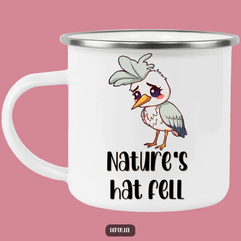 Funny Confused Heron Camping Mug: Outdoor Bewilderment - Perfect Gift!