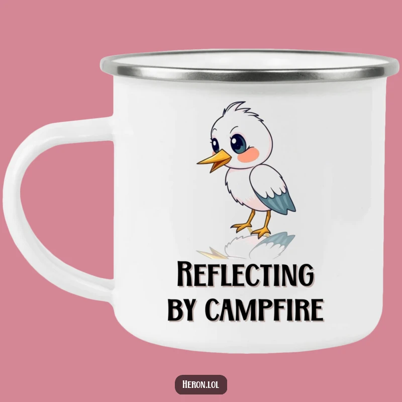 Funny Heron Reflection Camping Mug - Outdoor Surprise