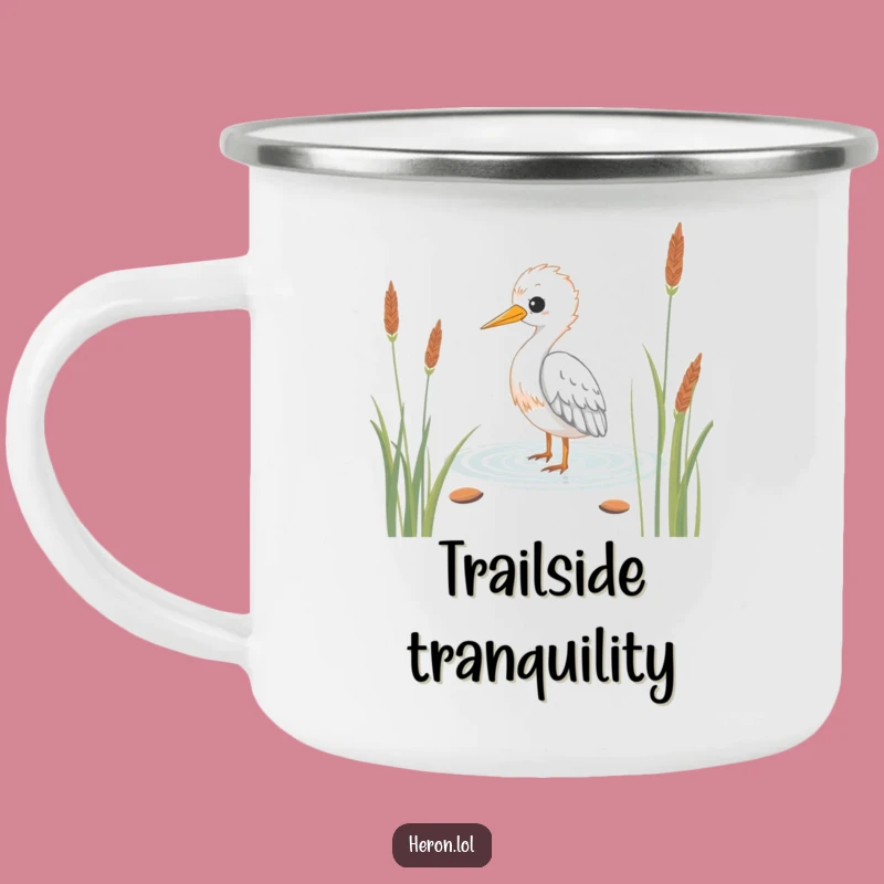 Funny Kawaii Heron Camping Mug: Durable Wading Bird, Humorous Outdoor Gift