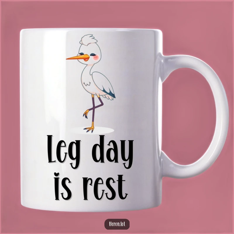 Funny Happy Heron Mug: One Legged Bird, Peaceful & Humorous Gift