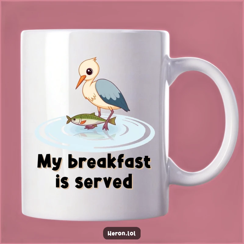 Funny Heron Mug Gift: Cute Bird Wades for Fish, Perfect Humorous Present