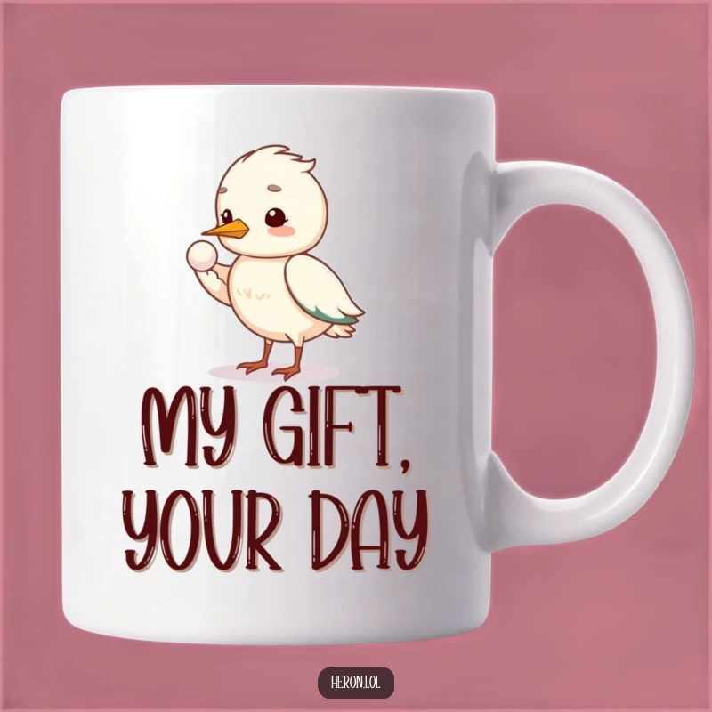 Funny Shy Heron Pearl Mug: A Gentle & Priceless Gift