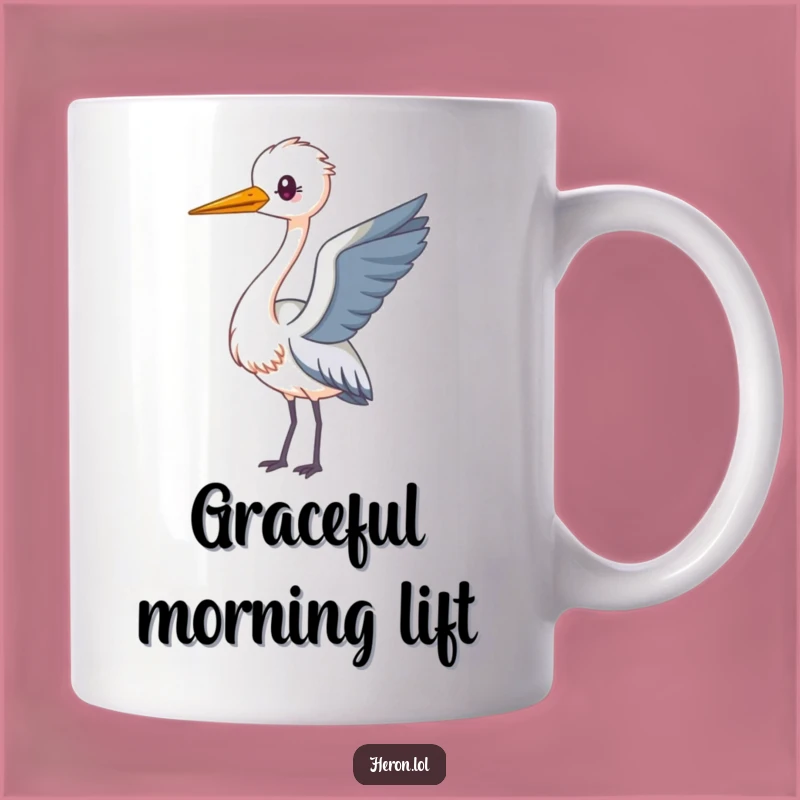 Funny Kawaii Heron Mug: Playful Looping Heron Design, Perfect Funny Gift