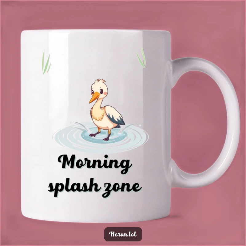 Funny Heron Splashing Mug: Playful Pond Fun Gift