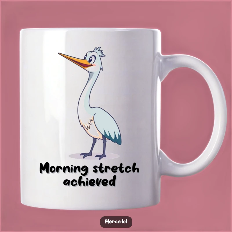 Funny Grinning Heron Mug: Long Neck Joyful Bird Humor, Perfect Gift