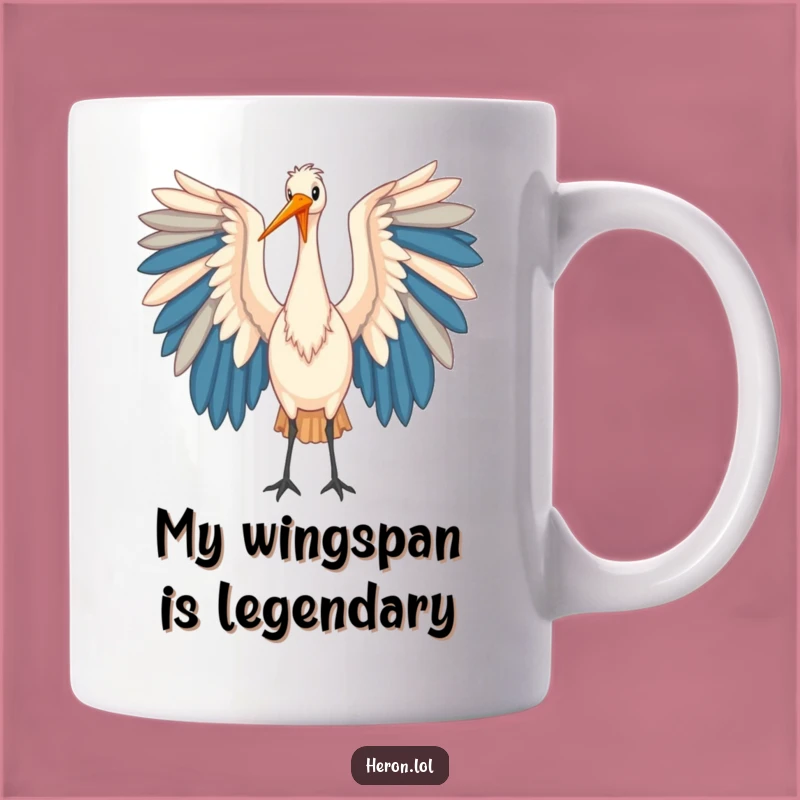 Funny Heron Wings Mug: Elegant Bird Art, Perfect Colorful Gift for Bird Lovers