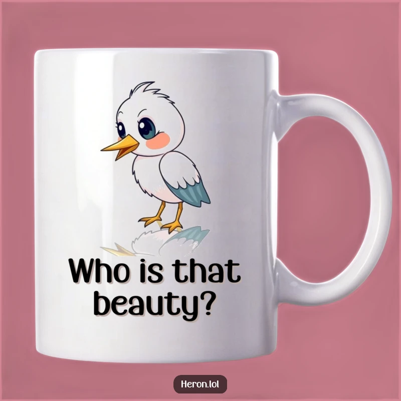 Funny Heron Reflection Astonished Mug - Humorous Birdie Gift