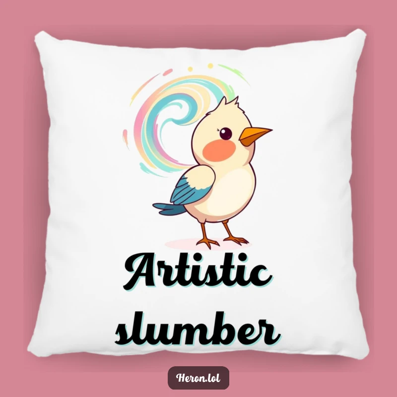 Funny Art Bird Pillow: Cozy Painter Accent, Ideal Funny Gift