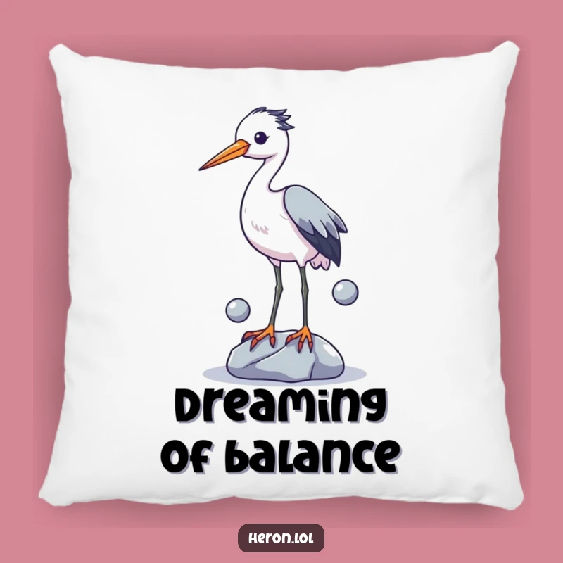 Funny Heron Juggling Pillow: Comfy Cuddles with a Hilarious Bird