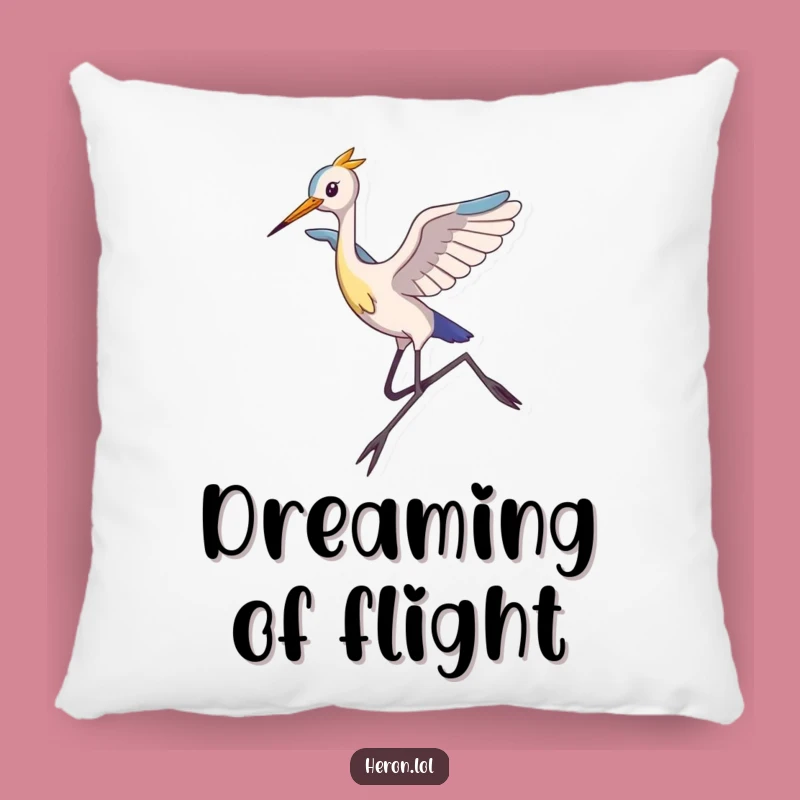 Funny Heron Pillow: Long Legs' Leap Comfort, Cozy & Hilarious Decor