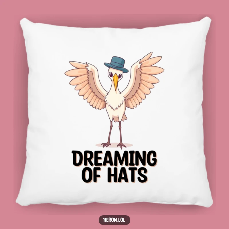 Funny Heron Pillow: Hat Wobble - Soft & Comical Accent Gift