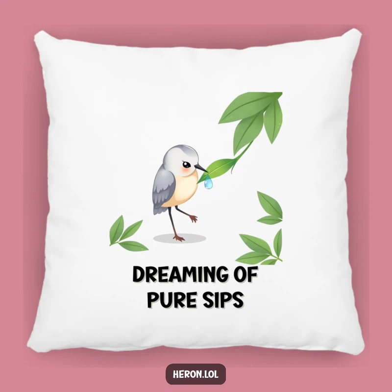 Funny Heron Dewdrop Pillow - Cozy Nature Bird Comfort