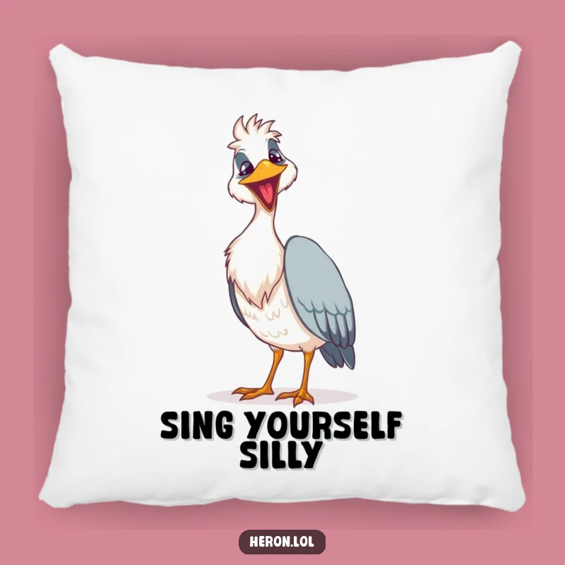 Funny Goofy Heron Pillow: Cozy Loud Song Comfort