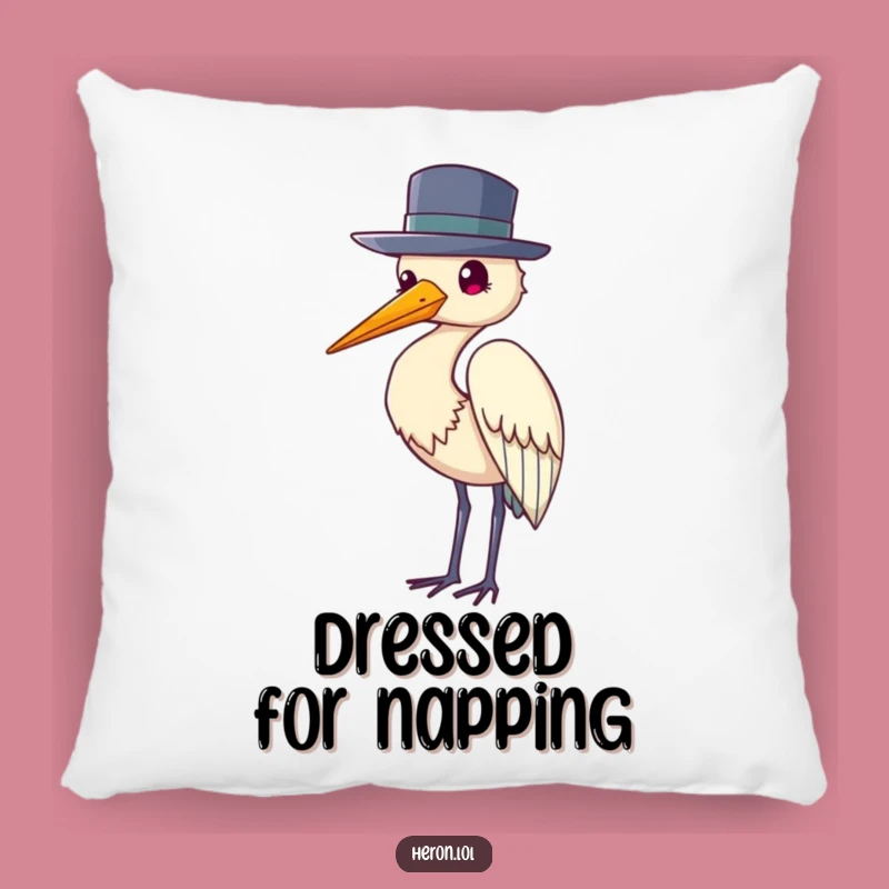 Funny Heron Hat Accent Pillow: Add Sophistication and Humor to Your Space