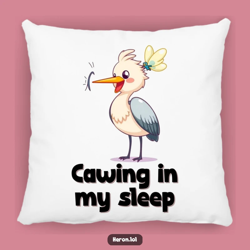 Funny Heron Pillow - Cozy Happy Bird, Soft Dragonfly Buddy, Adorable Gift