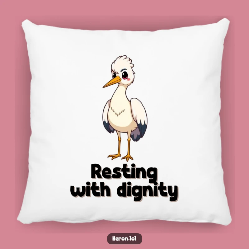 Funny Proud Heron Pillow: Standing Tall - Cozy Confidence & Funny Gift