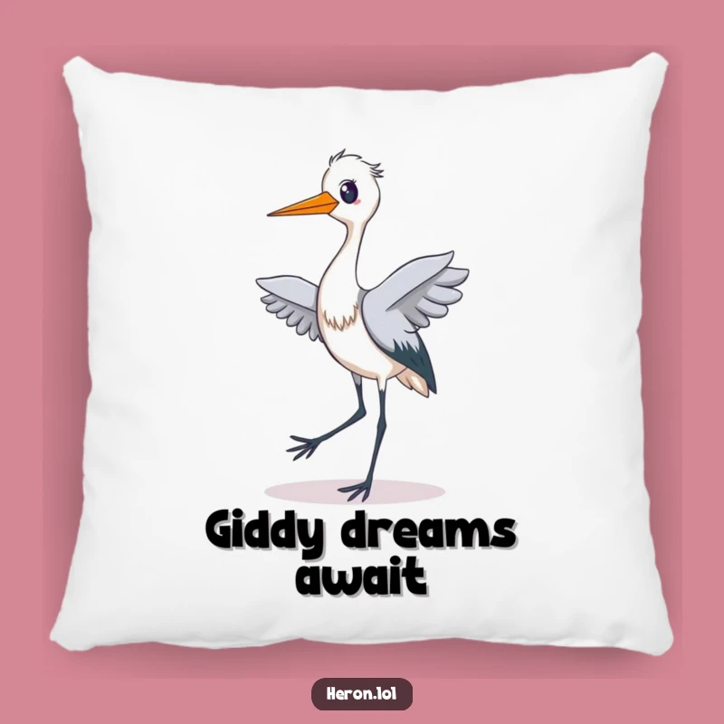 Funny Heron Dance Pillow: Cuddle Up with a Groovy Bird