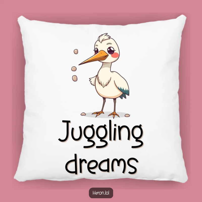 Funny Kawaii Heron Juggling Pillow - Soft & Amusing Decor