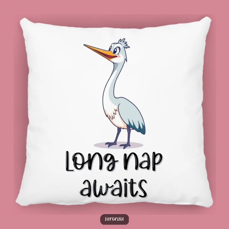 Funny Grinning Heron Pillow: Cozy Bird Accent, Sweet Funny Gift