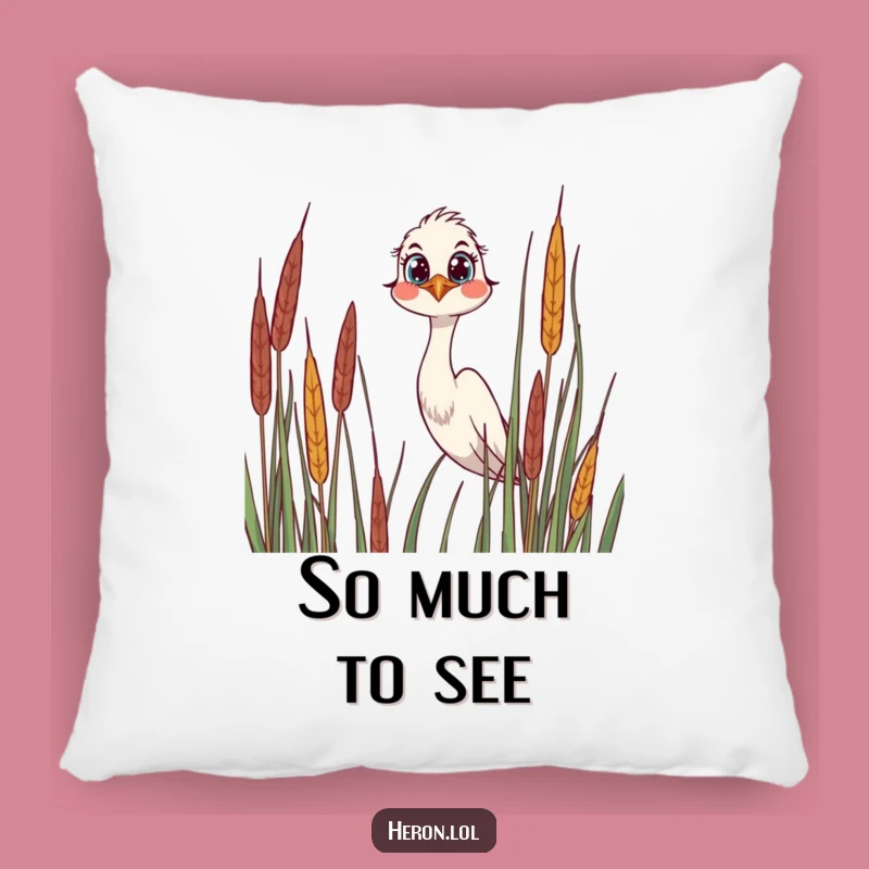 Funny Joyful Heron Pillow: Cozy Curious Comfort, Perfect Gift