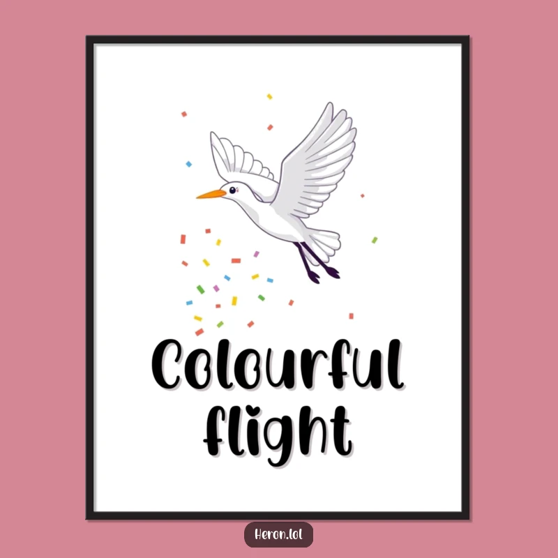 Funny Confetti Heron Digital Print: Instant Party for Your Walls