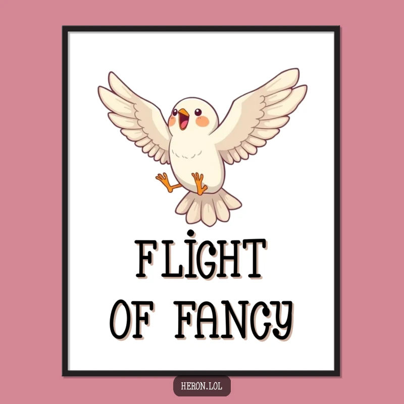 Funny Singing Bird Digital Art: Joyful Mid-Air Leap Print