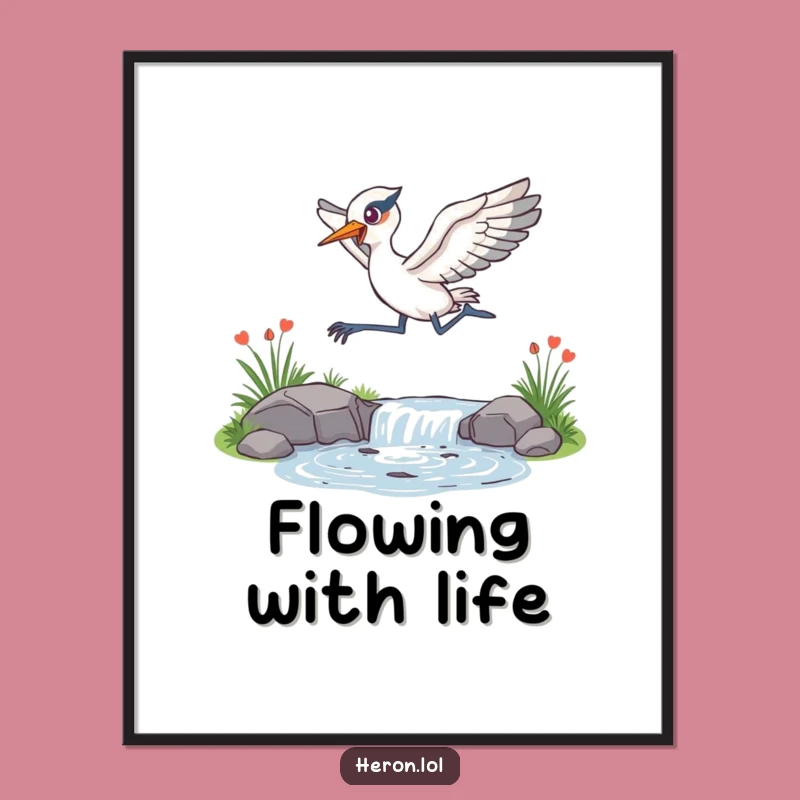 Funny Energetic Heron Digital Art: Dynamic Decor, Perfect Gift