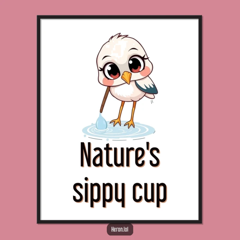 Funny Heron Digital Art: Curious Eyes - Whimsical Bird Print Gift