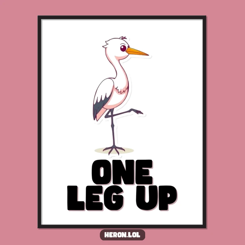 Funny Smug Heron Digital Art: Hilarious Bird Print for Instant Joy