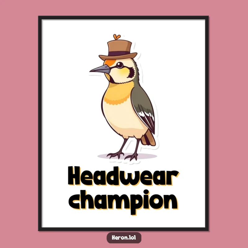 Funny Bird Hat Digital Art, Printable Avian Style, Instant Gift