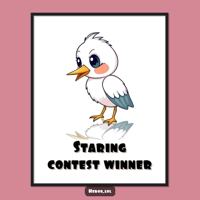 Funny Heron Reflection Digital Art - Instant Astonishment Print