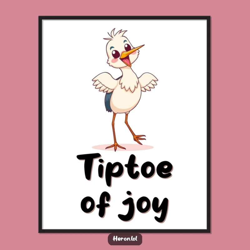 Funny Heron Dance Digital Art, Printable Joyful Decor, Instant Gift