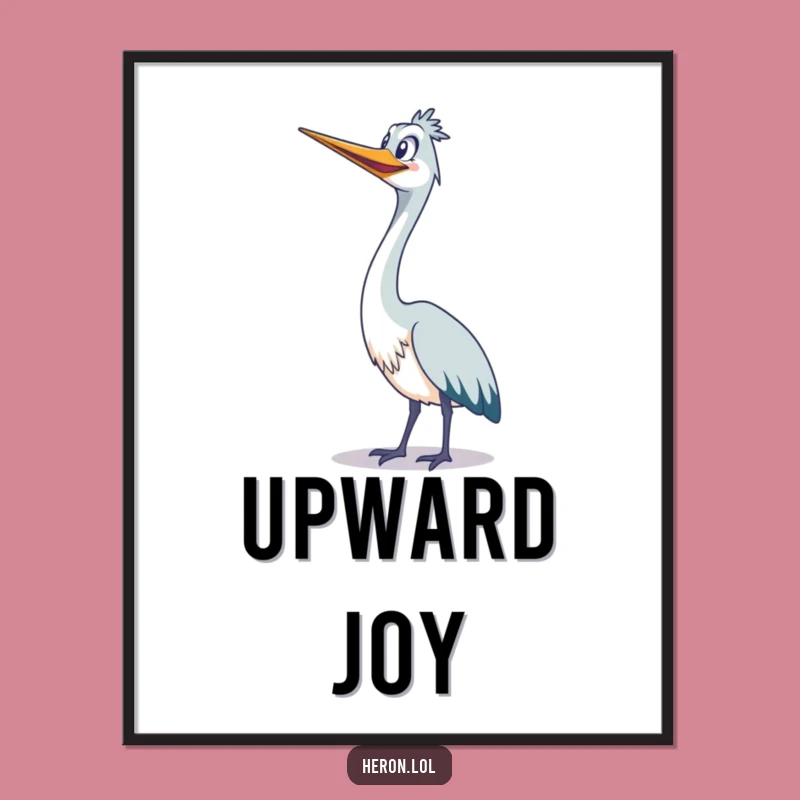 Funny Grinning Heron Digital Art: Joyful Bird Decor, Instant Funny Gift