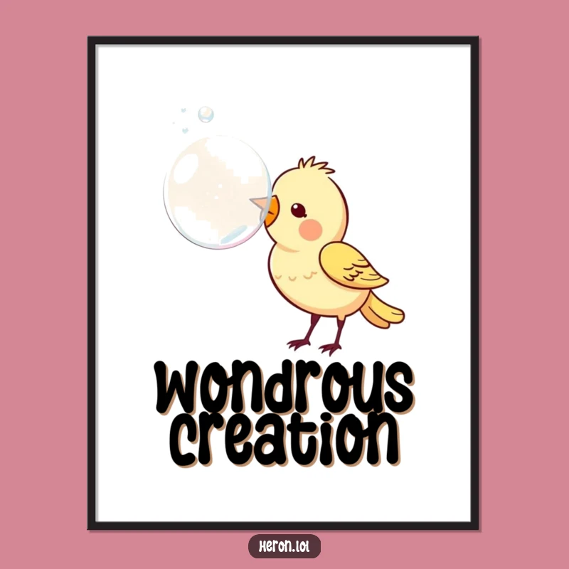 Funny Bird Bubble Digital Art: Instant Whimsical Download for Decor