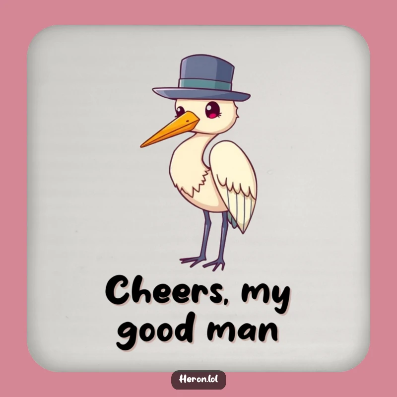 Funny Heron Hat Coaster Set: Protect Surfaces with Dapper Bird Charm