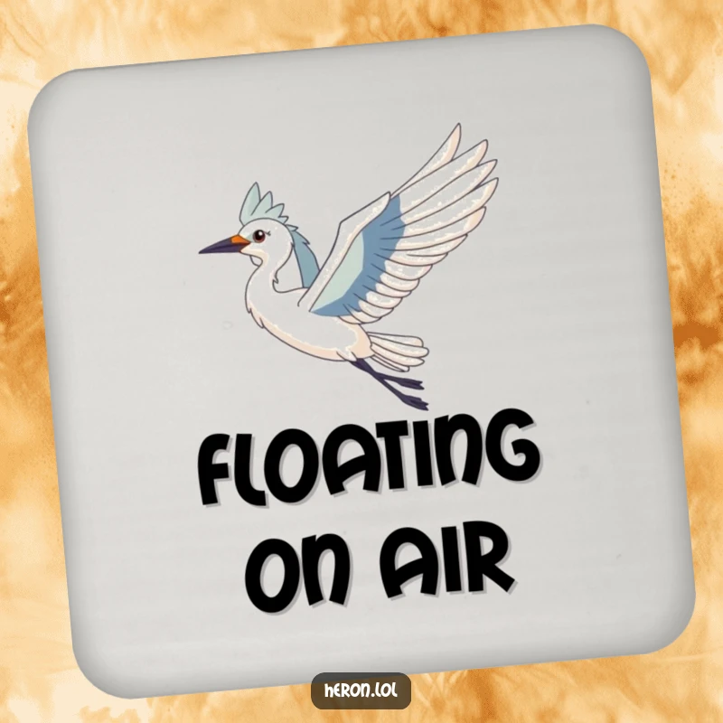 Funny Heron Bird Coaster: Protects surfaces with an image of a majestic heron in graceful flight.