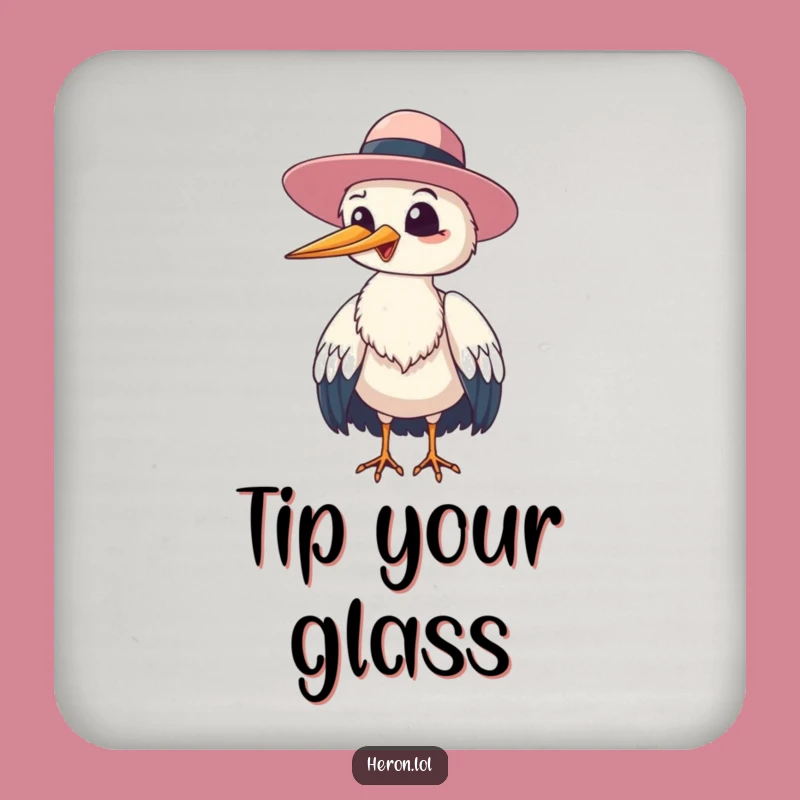 Funny Giggling Heron Floppy Hat Coaster: Bird Cheer & Table Protection!