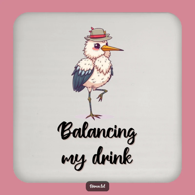 Funny Heron Balance Coaster: Bird Hat Drink Protector Gift